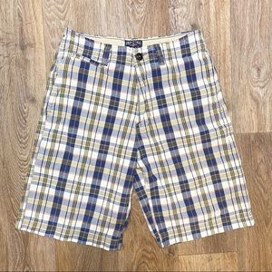 American Eagle Plaid Shorts Size 30 Blue Yellow